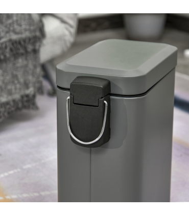 Steel Grey 5L Step Trash Can with Quiet-Closed Lid, Silent and Gentle Open