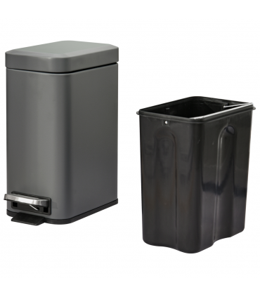 Steel Grey 5L Step Trash Can with Quiet-Closed Lid, Silent and Gentle Open