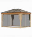 Hardtop Gazebo with Polycarbonate Roof Aluminium and Steel Frame for Patio Khaki