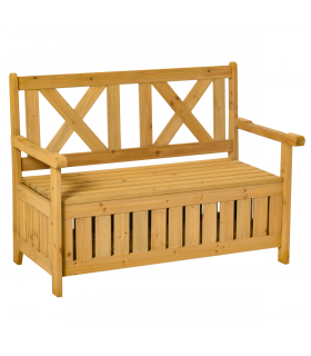 2-Seater Garden Storage Bench for Patio Wood Porch Decor Outdoor Seating