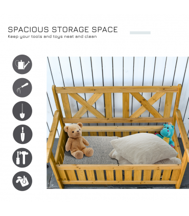 2-Seater Garden Storage Bench for Patio Wood Porch Decor Outdoor Seating