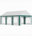 Party Canopy 6 x 4m White and Green Galvanised Steel Gazebo with Double Doors
