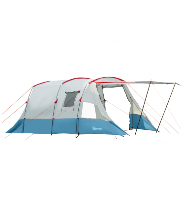 6-8 Person Tunnel Tent, Two-room Camping Tent with Carry Bag, Blue
