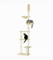 6-Tier Floor to Ceiling Cat Tree with Scratching Post, Bed, Hammock, Beige