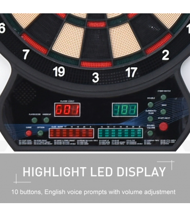 Electronic Dartboard LED Digital Score 27 Games with 12 Soft Darts Ready-to-Play