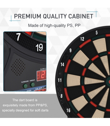 Electronic Dartboard LED Digital Score 27 Games with 12 Soft Darts Ready-to-Play