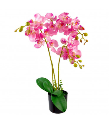60cm Leaf Design UK Realistic Artificial Orchid Flower Display in Pot