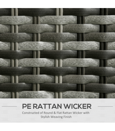 4 PCS Rattan Garden Furniture, Padded Conversation Sofa Set w/ Glass Top Table