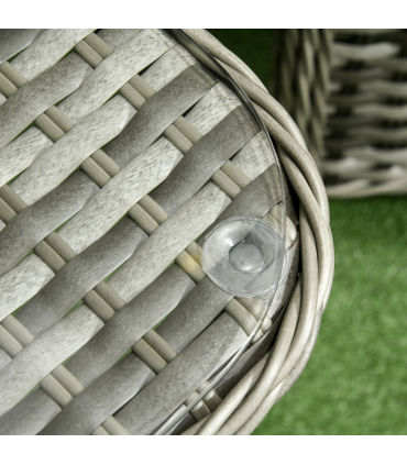 4 PCS Rattan Garden Furniture, Padded Conversation Sofa Set w/ Glass Top Table