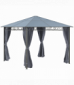 3 x 3(m) Hardtop Gazebo for Garden Party with Polycarbonate and Roof Curtains