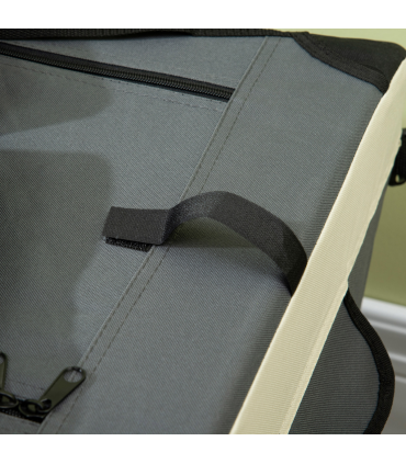 70cm Foldable Pet Carrier w/ Cushion for Mini Dogs and Cats - Grey Pawhut