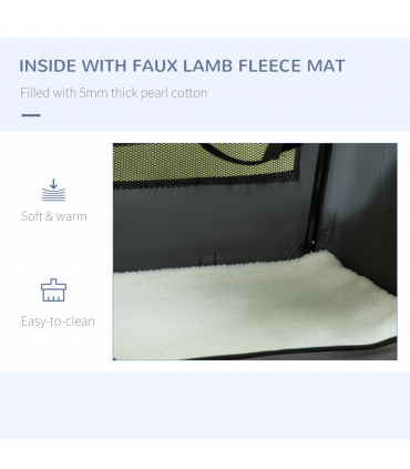 70cm Foldable Pet Carrier w/ Cushion for Mini Dogs and Cats - Grey Pawhut