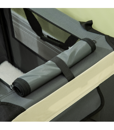 70cm Foldable Pet Carrier w/ Cushion for Mini Dogs and Cats - Grey Pawhut