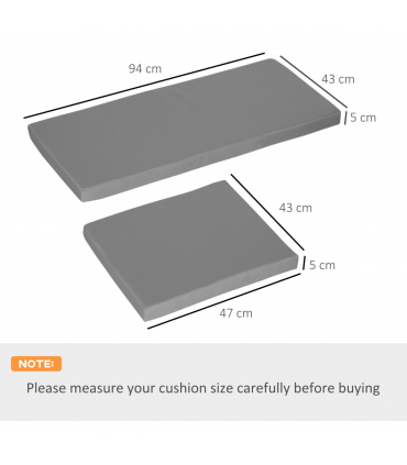 3 Piece Outdoor Cushion Pad Set for Garden Furniture Cushions, Dark Grey
