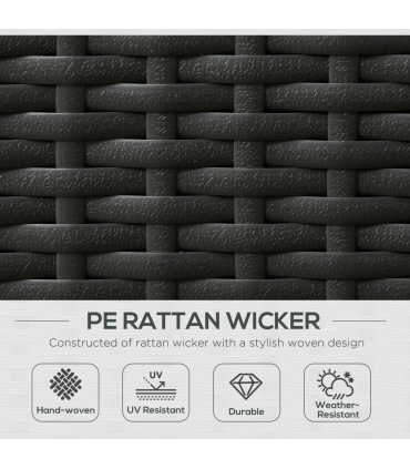 5-level Adjustable Rattan Sun Lounger w/ Storage Tea Table & Footstools, Balck