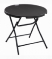 Foldable Garden Table for 4, Round Outdoor Dining Table with Steel Frame