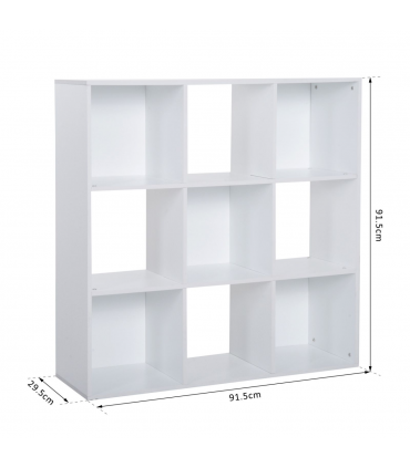 9 Cube Storage Cabinet Bookcase Bookshelf White 91.5L x 29.5W x 91.5H cm