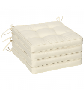40 x 40cm Garden Seat Cushion with Ties Replacement Dining Chair Seat Pad, Cream