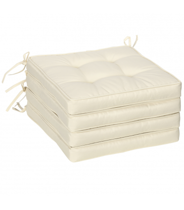 40 x 40cm Garden Seat Cushion with Ties Replacement Dining Chair Seat Pad, Cream