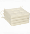 40 x 40cm Garden Seat Cushion with Ties Replacement Dining Chair Seat Pad, Cream