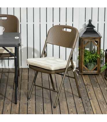 40 x 40cm Garden Seat Cushion with Ties Replacement Dining Chair Seat Pad, Cream