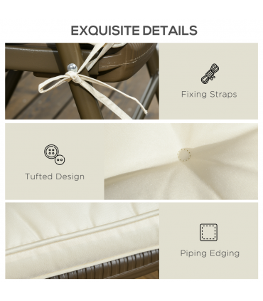 40 x 40cm Garden Seat Cushion with Ties Replacement Dining Chair Seat Pad, Cream