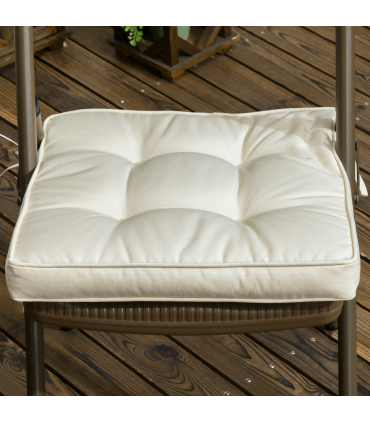 40 x 40cm Garden Seat Cushion with Ties Replacement Dining Chair Seat Pad, Cream