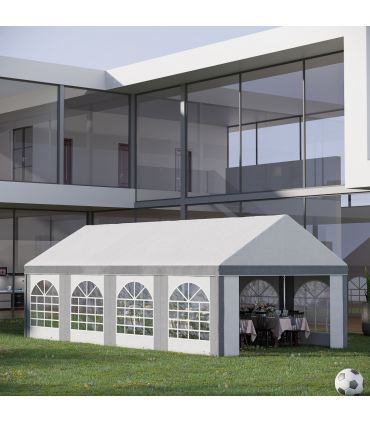 8 x 4m Party Tent, Marquee Gazebo with Sides, Eight Windows and Double Doors