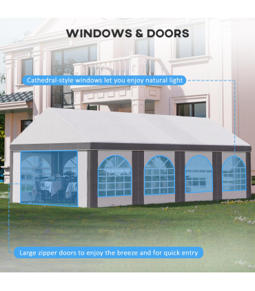 8 x 4m Party Tent, Marquee Gazebo with Sides, Eight Windows and Double Doors