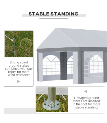 8 x 4m Party Tent, Marquee Gazebo with Sides, Eight Windows and Double Doors