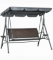 Outsunny 3 Seater Garden Swing Seat Bench with Adjustable Canopy, Rattan Seat