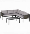 Outsunny 4 Piece Garden Furniture Set w/ Breathable Mesh Pocket, Light Grey