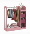 AIYAPLAY Kids Cloth Rail with Storage Shelf, Boxes, Mirror for Bedroom, Pink
