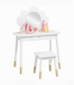 AIYAPLAY Kids Dressing Table with Mirror and Stool, Drawer, Cloud Design