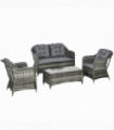 Outsunny 4 Pieces Rattan Sofa Set Outdoor Conservatory Furniture with Cushions