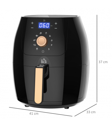 Air Fryer Digital Display Adjustable Temperature Black 37H x 41L x 33Wcm