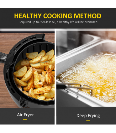 Air Fryer Digital Display Adjustable Temperature Black 37H x 41L x 33Wcm