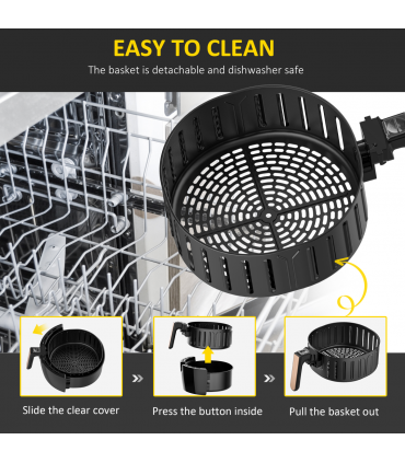 Air Fryer Digital Display Adjustable Temperature Black 37H x 41L x 33Wcm