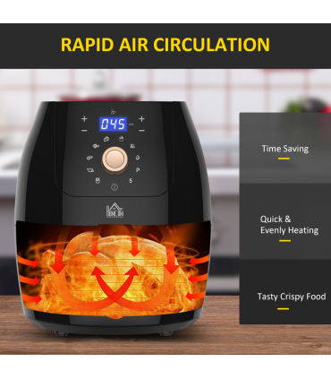Air Fryer Digital Display Adjustable Temperature Black 37H x 41L x 33Wcm