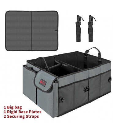 Car Boot Storage Organizer Case Oxford 600D Grey L5.5 x W41 x H27.5 cm