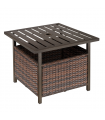 Outsunny Outdoor Rattan Coffee Table w/ Umbrella Hole Fit for Garden Backyard