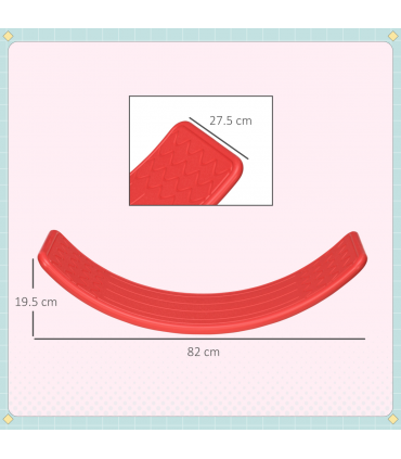 Balance Board Red PE 19.5H x 82L x 27.5Wcm Kids Wobble Board Stepping Stone