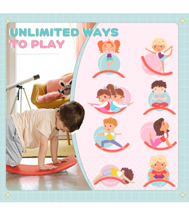 Balance Board Red PE 19.5H x 82L x 27.5Wcm Kids Wobble Board Stepping Stone