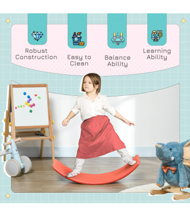 Balance Board Red PE 19.5H x 82L x 27.5Wcm Kids Wobble Board Stepping Stone