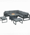 Outsunny 6-Piece Garden Furniture Set with Firepit Table Outdoor Sofa Aluminium