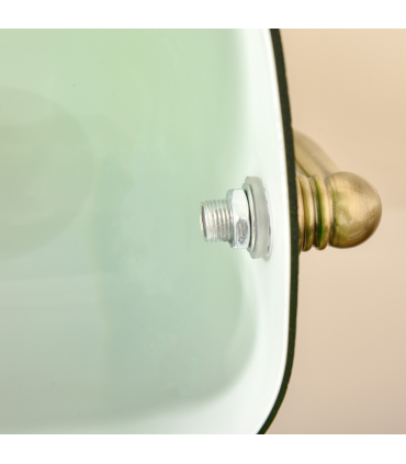 Banker's Table Lamp Desk Lamp w/Antique Bronze Base, Glass Shade and Pull Rope