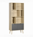 HOMCOM Freestanding Bookshelf with Bottom Cabinet and 6 Open Shelves, Natural