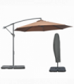 Outsunny 3(m) Banana Parasol Cantilever Umbrella Garden w/ Base Weights, Coffee