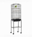 Bird Cage Metal Budgie Cages W/ Rolling Stand Slide-out Tray Storage Shelf Black