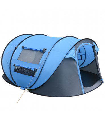 Camping Tent Dome Pop-up Tent with Windows for 4-5 Person Sky Blue